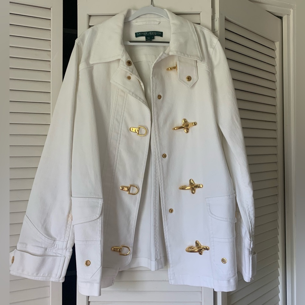 Ralph Lauren jacket with gold fisherman fireman hook latches
